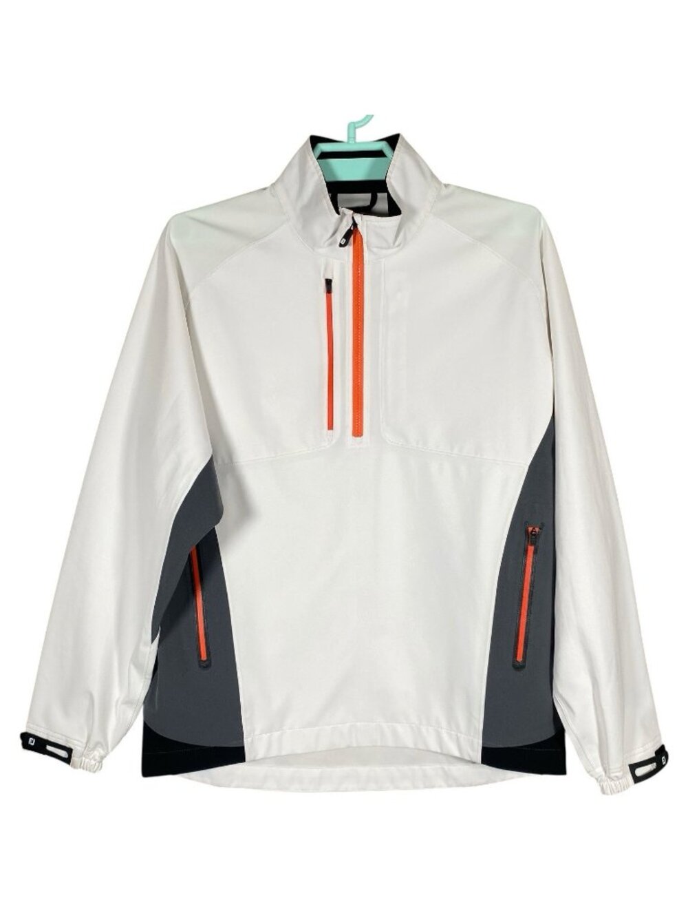 FootJoy DryJoys Tour XP Golf Rain Shirt Men M White Waterproof 1/4 Zip Pullover